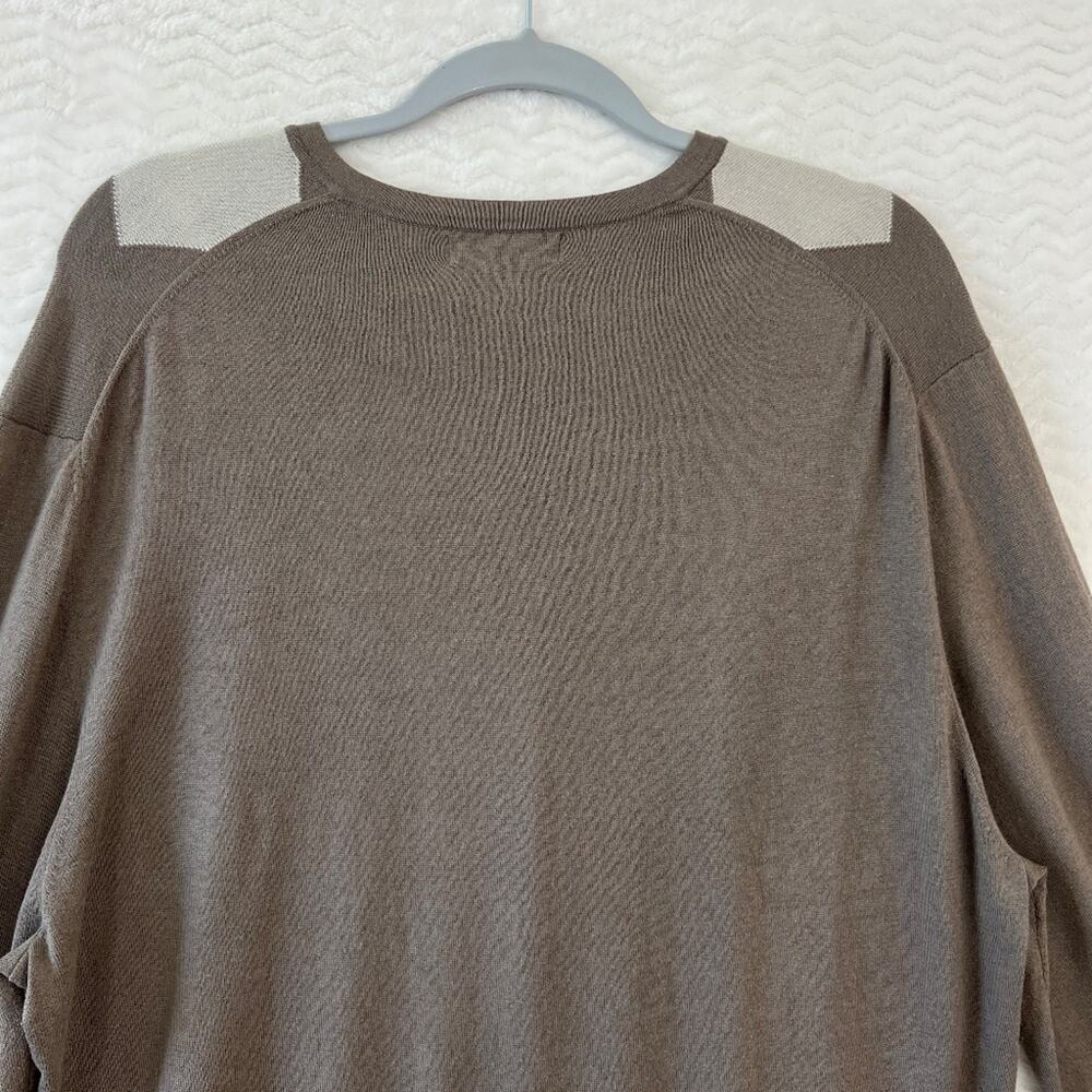 Banana Republic Cashmere Silk Argyle V Neck Pullover Brown Sweater Mens XL - Picture 9 of 14